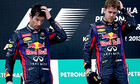 Mark Webber and Sebastian Vettel after the Malaysian Grand Prix