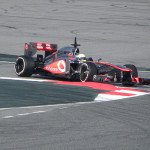 Sergio Perez taking the McLaren MP4-28 through its paces