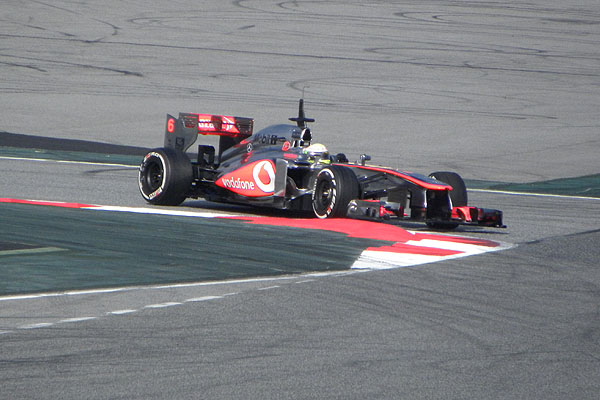 Sergio Perez taking the McLaren MP4-28 through its paces