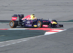 Mark Webber taking his Red Bull RB9 through the tests