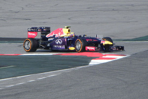 Mark Webber taking his Red Bull RB9 through the tests