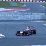 The intermediate Pirelli tyres get a run on Mark Webber’s RB9