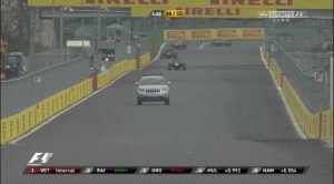 Unauthorised Fire marshal van on track at the Korean Grand Prix