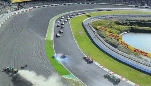Jules Bianchi and Giedo van der Garde collide at the start of the Japanese Grand prix