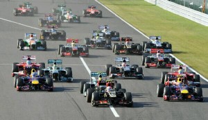 The start of the Japanese Grand Prix at Suzuka
