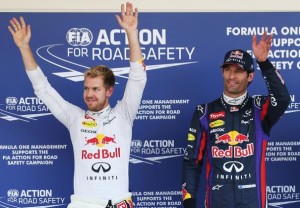 Sebastian Vettel and Mark Webber after the Japanese Grand Prix at Suzuka