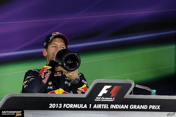 Sebastian Vettel, Red Bull Racing, at the press conference after the Indian GP