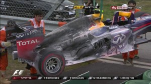 Mark Webber's burnt Red Bull