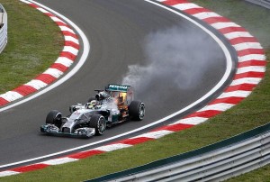 Lewis Hamilton on fire during Hungarian GP qualifying