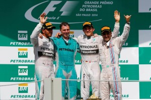 Brazil Podium, Nico Rosberg, Lewis Hamilton, Felipe Massa