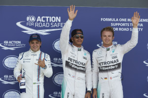 British Grand Prix - Qualifying - Top 3 - Lewis Hamilton, Nico Rosberg, Felipe Massa