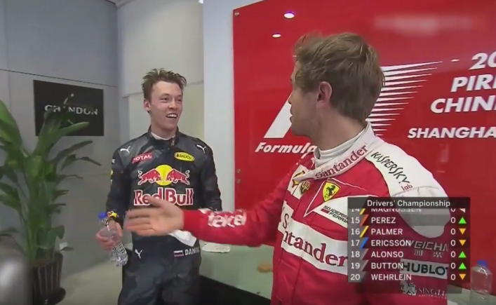 Vettel and Kvyat argue in the Chinese GP #RoomofAwkard
