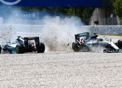 Spanish Grand Prix, Lewis Hamilton & Nico Rosberg crash